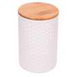 Potiche com Tampa de Bambu Beelisse 11cm x 15,8cm Branco Cerâmica - Wolff