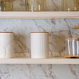 Potiche com Tampa de Bambu Beelisse 11cm x 15,8cm Branco Cerâmica - Wolff