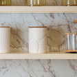 Potiche com Tampa de Bambu Fiora 11cm X 15,8cm Branco Cerâmica - Wolff