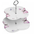 Prato Duplo Porcelana para Doces Borboletas Branco 20cm/24cm x 25cm - Wolff.