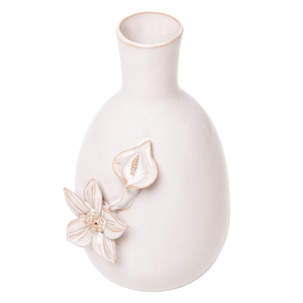 Vaso Gardênia 1 Flor 7,5cm x 7cm x 12,5cm Bege Cerâmica - Wolff