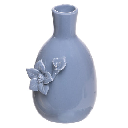 Vaso Gardênia 1 Flor 7,5cm x 7cm x 12,5cm Azul Cerâmica - Wolff