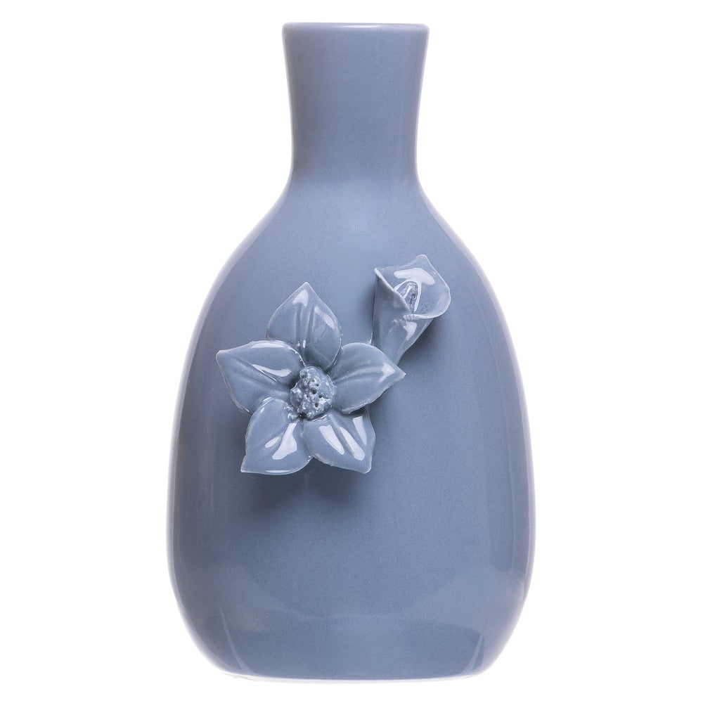 Vaso Gardênia 1 Flor 7,5cm x 7cm x 12,5cm Azul Cerâmica - Wolff