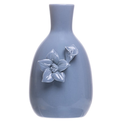 Vaso Gardênia 1 Flor 7,5cm x 7cm x 12,5cm Azul Cerâmica - Wolff
