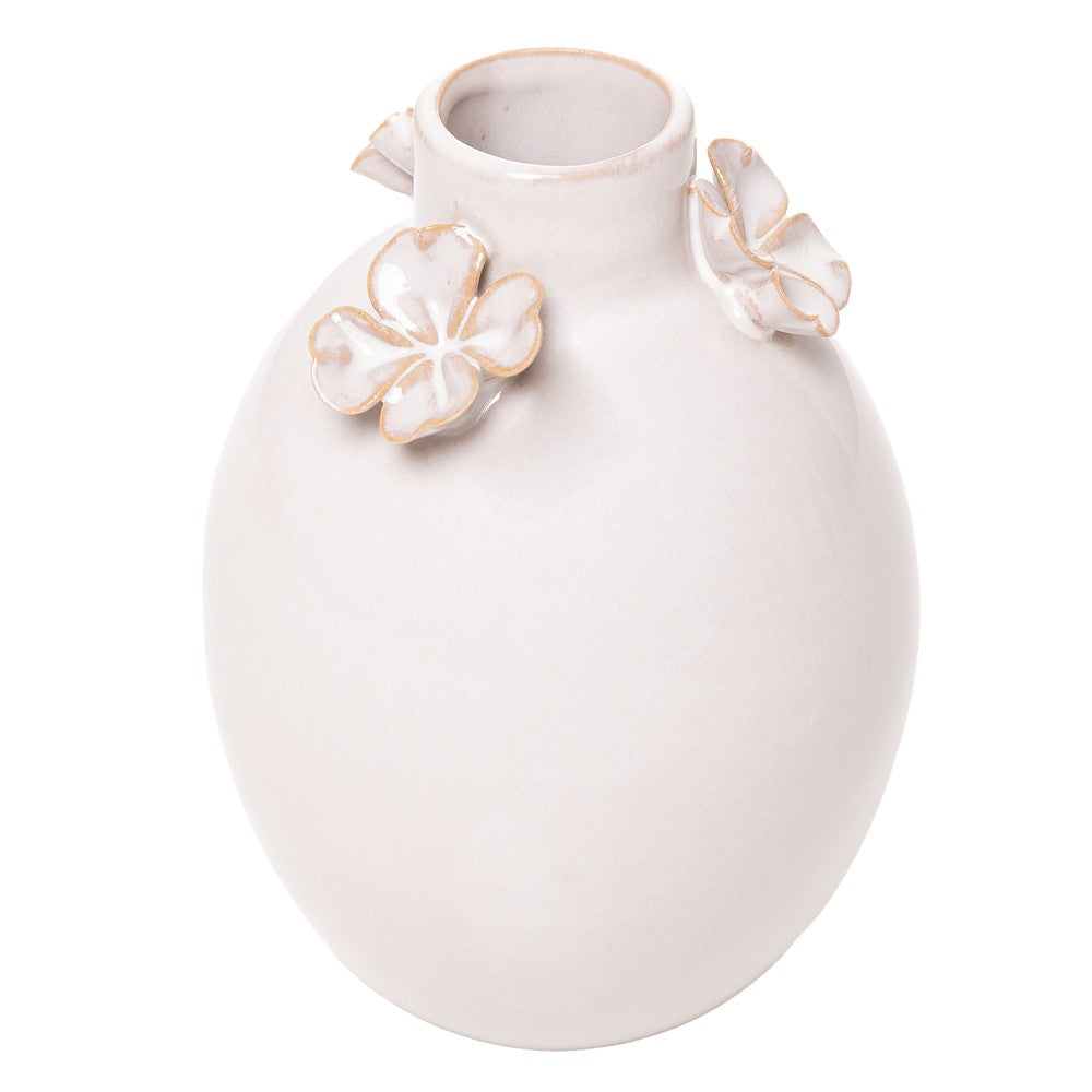 Vaso Gardênia 2 Flores 7cm x 7cm x 10,5cm Bege Cerâmica - Wolff