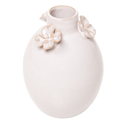 Vaso Gardênia 2 Flores 7cm x 7cm x 10,5cm Bege Cerâmica - Wolff