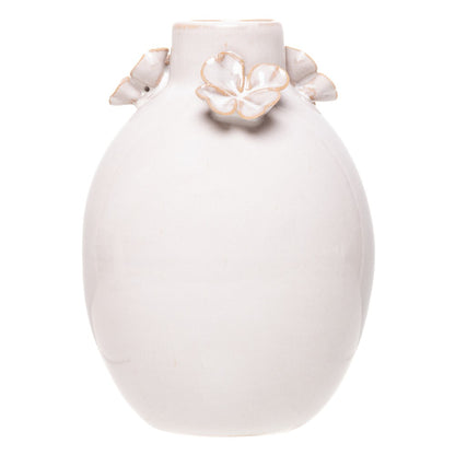 Vaso Gardênia 2 Flores 7cm x 7cm x 10,5cm Bege Cerâmica - Wolff