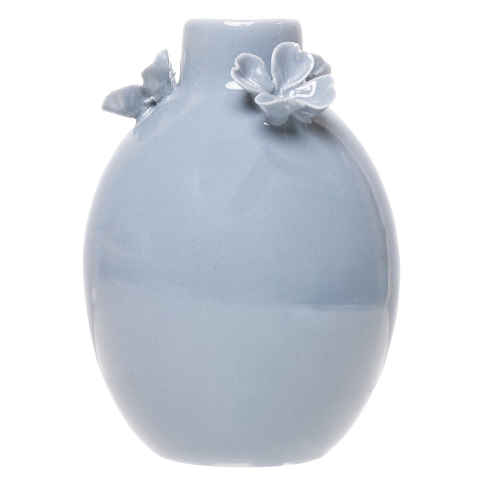 Vaso Gardênia 2 Flores 7cm x 7cm x 10,5cm Azul Cerâmica - Wolff