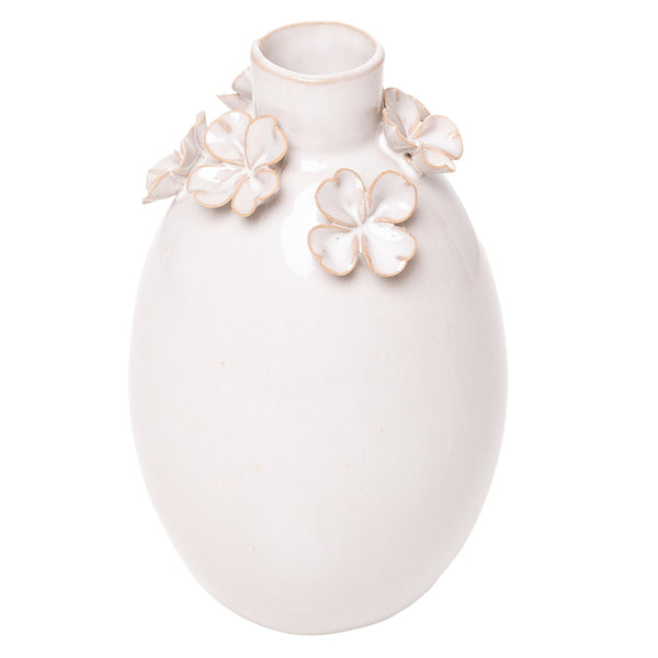 Vaso Gardênia 6 Flores 9,7cm x 9,7cm x 14,7cm Bege Cerâmica - Wolff
