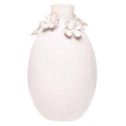 Vaso Gardênia 6 Flores 9,7cm x 9,7cm x 14,7cm Bege Cerâmica - Wolff