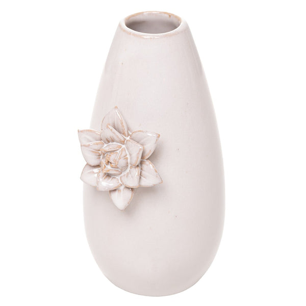 Vaso Gardênia 1 Flor 7cm x 6,5cm x 12cm Bege Cerâmica - Wolff