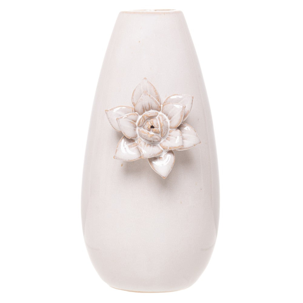 Vaso Gardênia 1 Flor 7cm x 6,5cm x 12cm Bege Cerâmica - Wolff