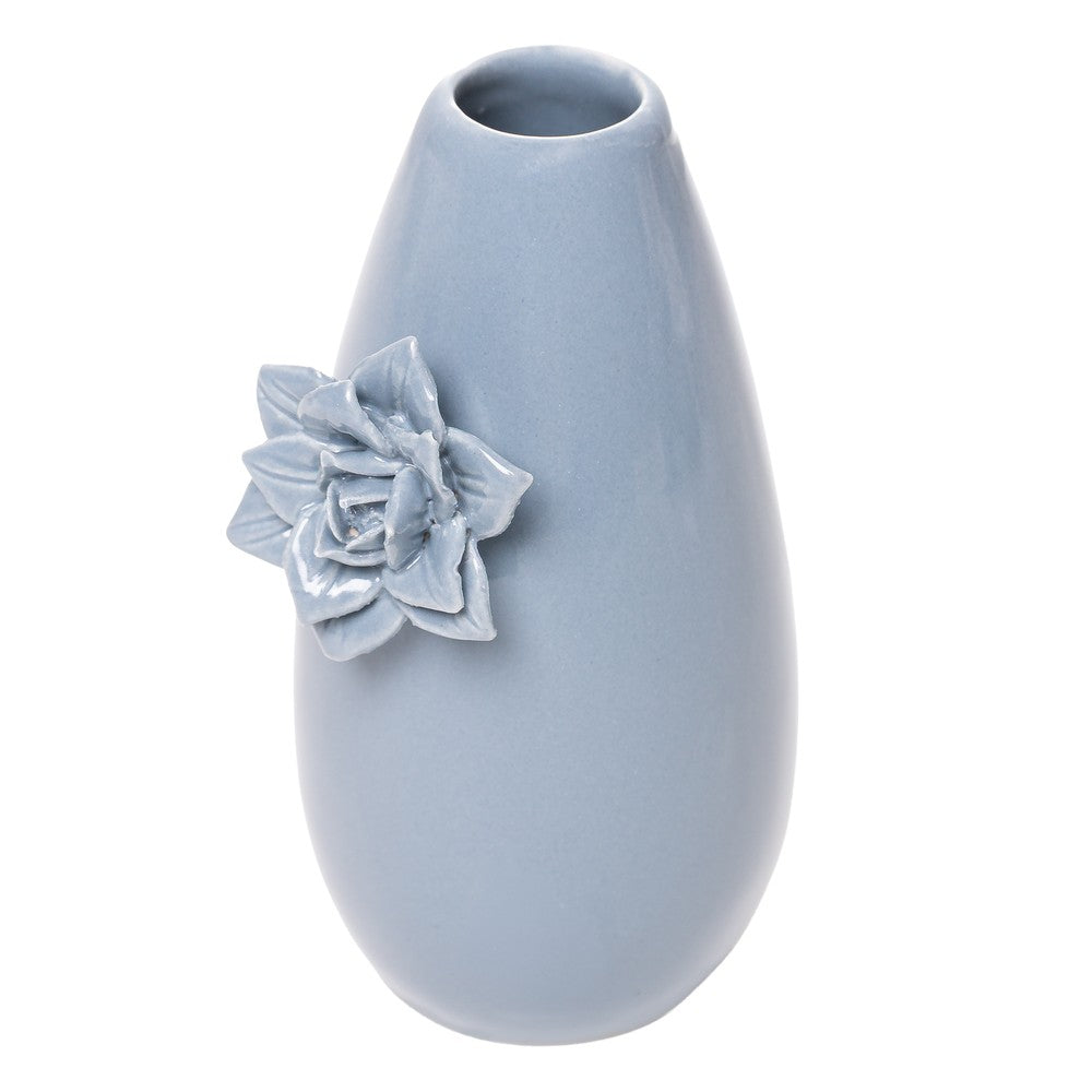Vaso Gardênia 1 Flor 7cm x 6,5cm x 12cm Azul Cerâmica - Wolff
