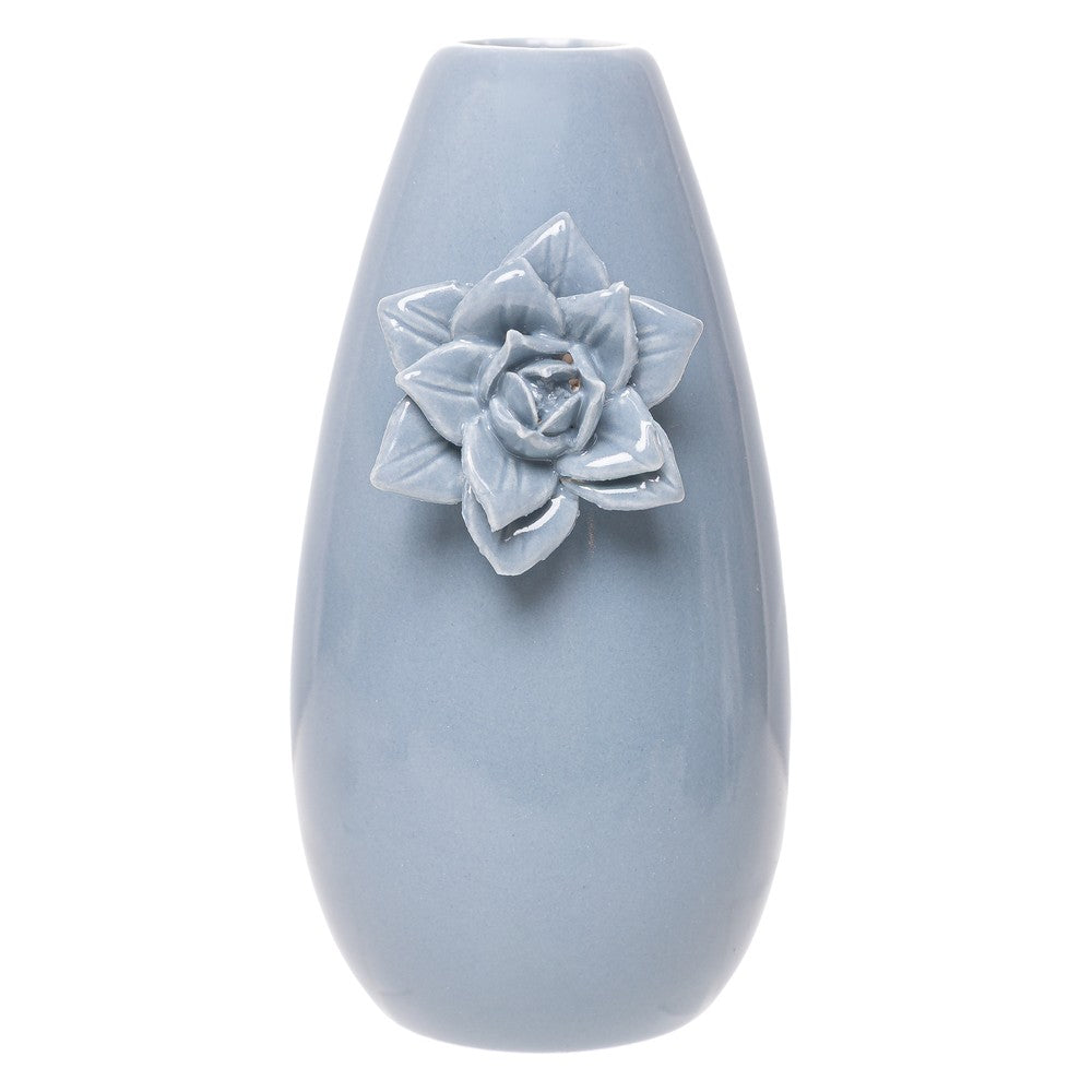 Vaso Gardênia 1 Flor 7cm x 6,5cm x 12cm Azul Cerâmica - Wolff