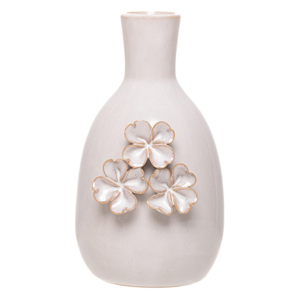 Vaso Gardênia 3 Flores 7cm x 8cm x 12,5cm Bege Cerâmica - Wolff