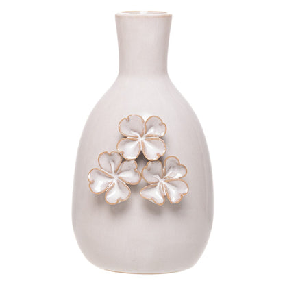 Vaso Gardênia 3 Flores 7cm x 8cm x 12,5cm Bege Cerâmica - Wolff