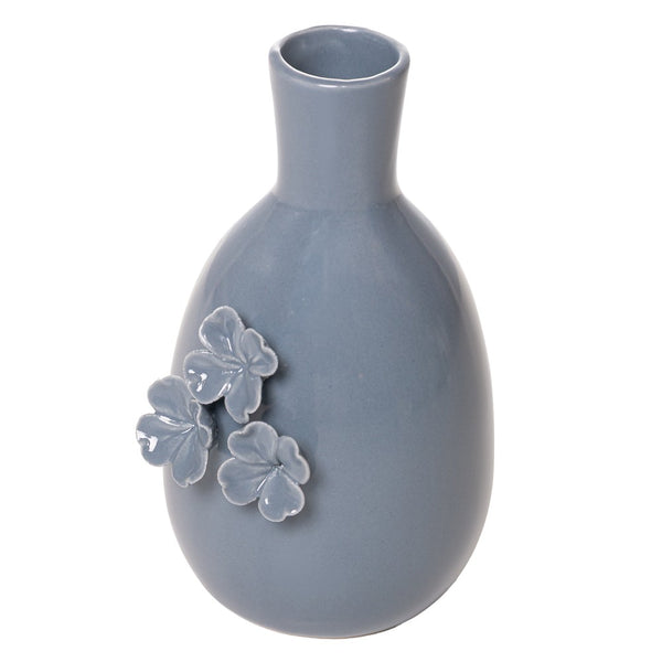 Vaso Gardênia 3 Flores 7,5cm x 7cm x 12,5cm Azul Cerâmica - Wolff