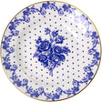 Prato Fundo Duchesse Blue com Fio de Ouro 21,5cm Branco Cerâmica   - Wolff