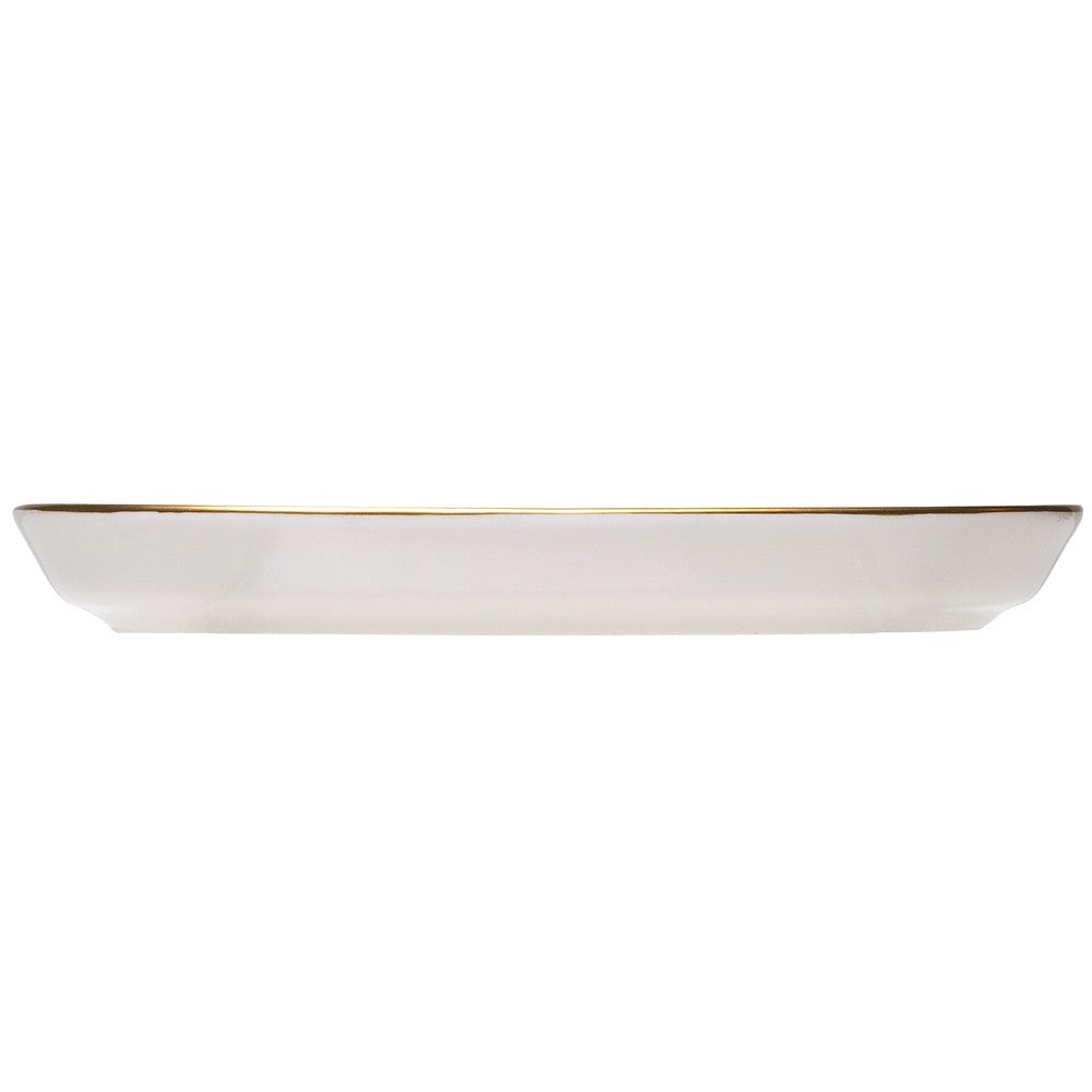 Travessa Retangular Duchesse Blue com Fio de Ouro 24cm x 13cm Branco Cerâmica - Wolff