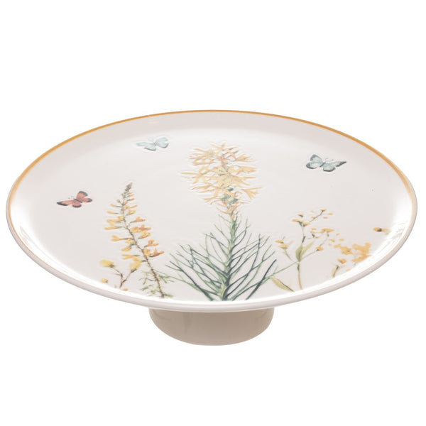 Prato com Pé Herbelle 30cm x 9cm Branco Cerâmica - Wolff