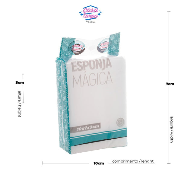 Esponja Mágica de Melamina 10cm x 7cm x 3cm - Lyor