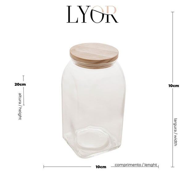 Pote de Vidro com Tampa de Bambu 1,4L - Lyor