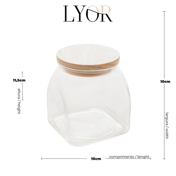Pote de Vidro com Tampa de Bambu 720ml - Lyor