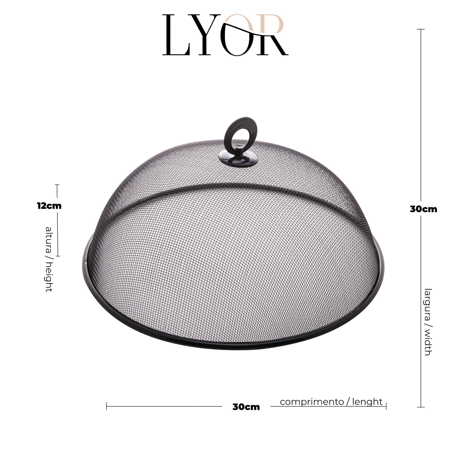Tela Protetora para Alimentos de Metal Revestida com Plástico Preta 30cm x 12cm - Lyor