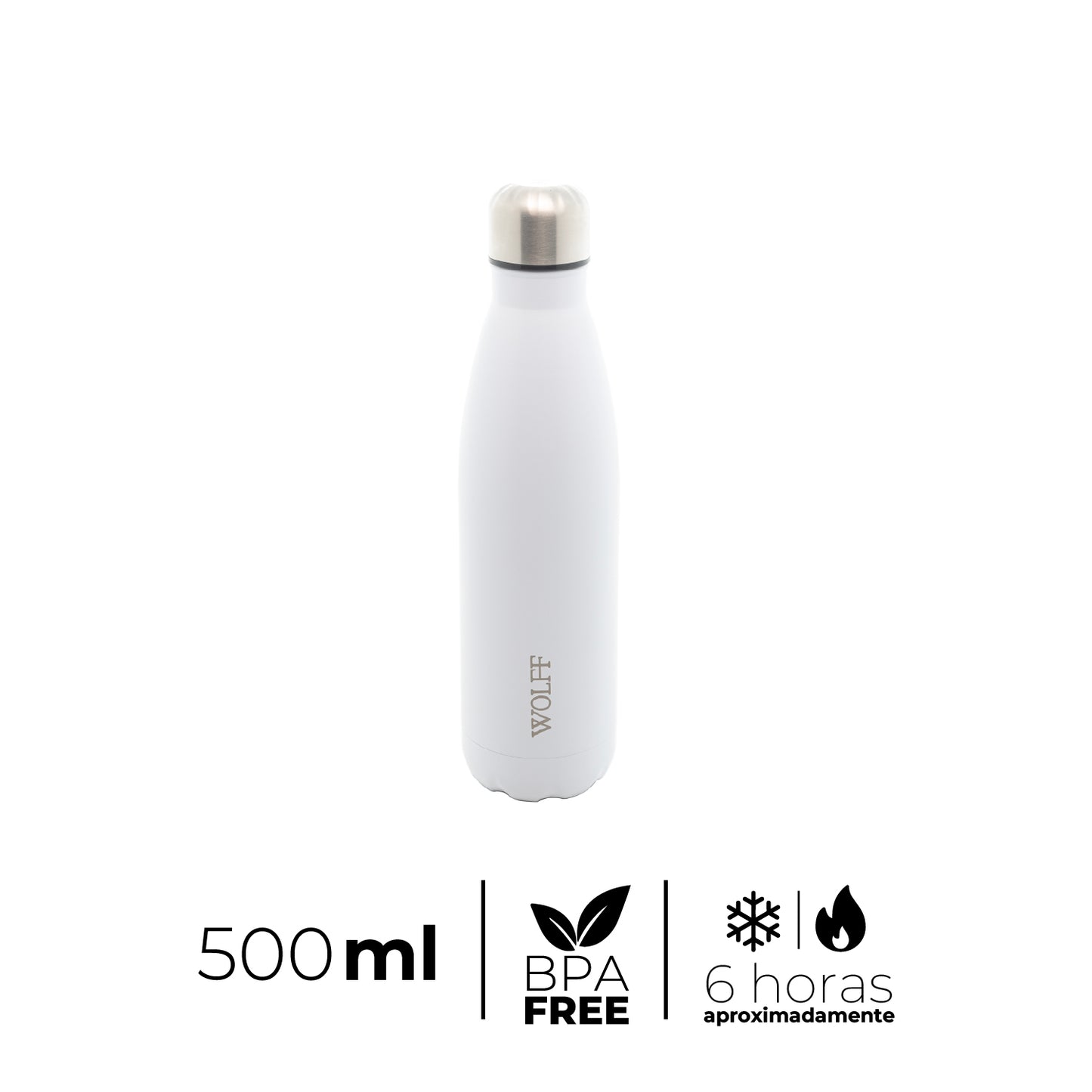 Garrafa Térmica de Aço Inox Parede Dupla Ice Branca 500ml - Wolff