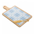 Conjunto 3 Peças para Queijo com Bandeja Faca e Tábua Mosaico 17cm x 29cm x 1cm Bambu - Wolff