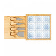 Conjunto 6 Peças para Queijo Tábua com Gaveta Mosaico 23cm x 23cm x 4cm Bambu - Wolff