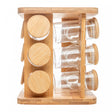 Conjunto 12 Potes em Borossilicato com Tampa Hermética e Rack Giratório em Bambu 120ml - Wolff