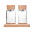 Conjunto 2 Galheteiros de Vidro Borossilicato com Tampa e Suporte de Bambu 170ml - Wolff