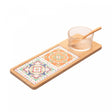 Conjunto 4 Peças Petisqueira Vidro com Colher Bandeja de Bambu e Tábua Ladrilho 32x12x5,5cm - Wolff