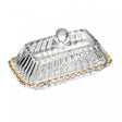 Manteigueira Retangular de Cristal com Tampa e Fio de Ouro Império 15,5cm x 7,5cm x 8,5cm - Wolff