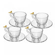 Conjunto 4 Xícaras de Chá com Pires Golden Bird 180ml Cristal Ecológico - Wolff