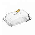 Manteigueira Retangular com Tampa Golden Bird 18cm - Cristal Ecológico | Wolff