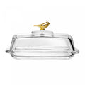 Manteigueira Retangular Golden Bird 18cm x 10cm x 9cm Cristal Ecológico - Wolff