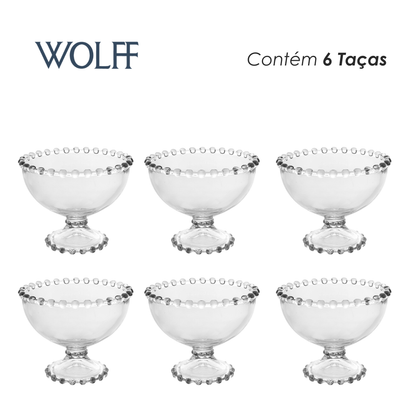 Conjunto 6 Taças de Sobremesa de Cristal Ecológico Pearl 11cm x 9cm Wolff
