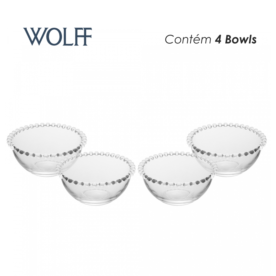 Conjunto 4 Bowls Pearl 14cm x 8cm Cristal - Wolff