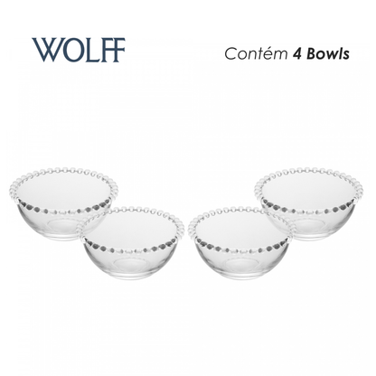 Conjunto 4 Bowls Pearl 14cm x 8cm Cristal - Wolff