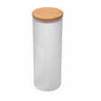 Pote com Tampa de Bambu Frosted 10cm x 10cm x 28cm Vidro Borossilicato - Wolff