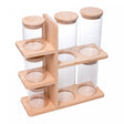 Conjunto 6 Porta Mantimentos com Tampa e Suporte de Bambu 28x10x30,5cm Vidro Borossilicato - Wolff
