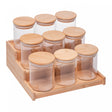 Conjunto 9 Porta Mantimentos com Tampa e Suporte de Bambu 22,5x22x8,5cm Vidro Borossilicato - Wolff