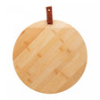 Tábua de Corte Redonda com Alça em Couro Ecológico 28cm x 1cm Bambu - Wolff