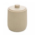 Porta Cotonete Striato 8,5cm x 8,5cm x 10,5cm Bege Poliresina - Wolff