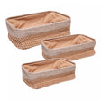 Conjunto 3 Cestas Retangulares com Forro em Tecido Duna Natural Papel - Wolff