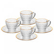 Conjunto 4 Xícaras de Café com Pires Mauve com Fio de Ouro 90ml Cristal - Wolff