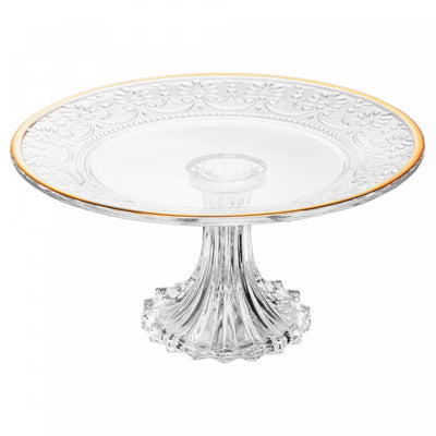Prato com Pé Mauve com Fio de Ouro 19cm x 9,5cm Cristal - Wolff
