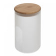 Pote com Tampa de Bambu Frosted 10cm x 10cm x 17,5cm Vidro Borossilicato - Wolff